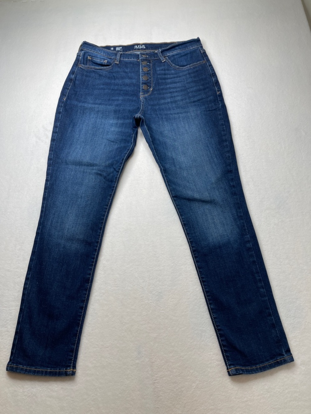 a.n.a Dark HIGH RISE Blue Skinny Jeans with Button-Fly WOMENS SIZE 14